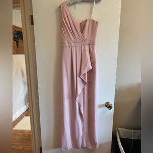 BCBGMAXAZRIA pink/ blush one shoulder maxi dress